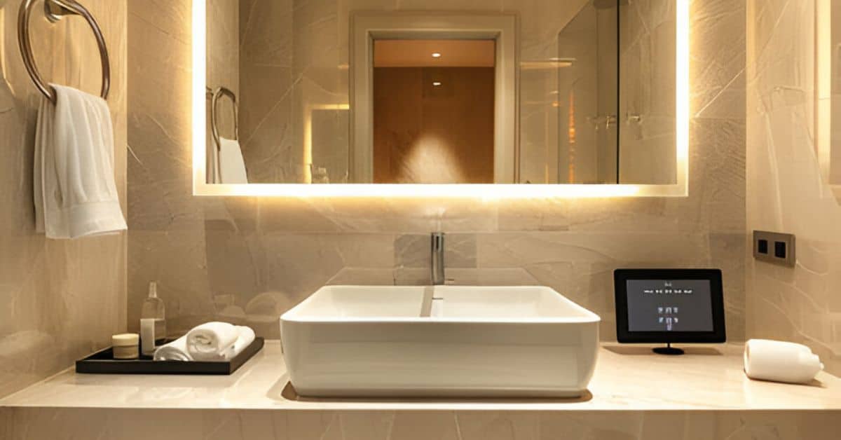 Tech forward features bathroom trend